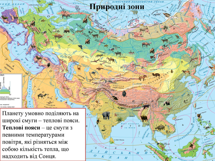 Географические зоны евразии. Карта природных зон Евразии. Карта Евразии с животными.