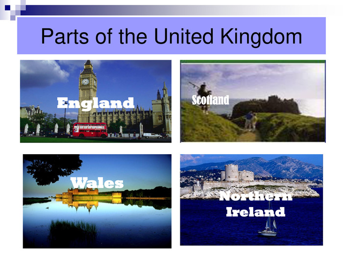 Parts of the United Kingdom England Scotland Wales Northern Ireland 