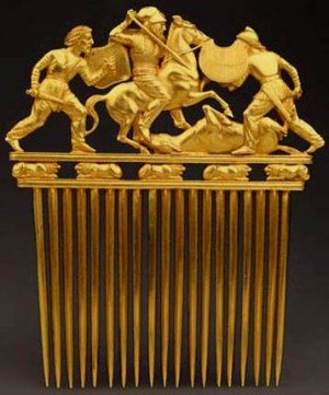 Золотий гребінь з кургану Солоха. Кінець V - початок IV ст. до н. е.