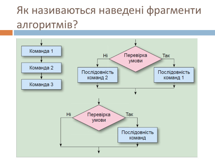 Як називаються наведені фрагменти алгоритмів?