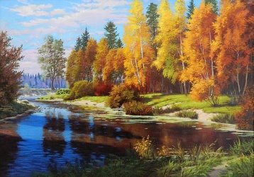 Осенний пейзаж картины. Картина осеннего пейзажа - купить по ...