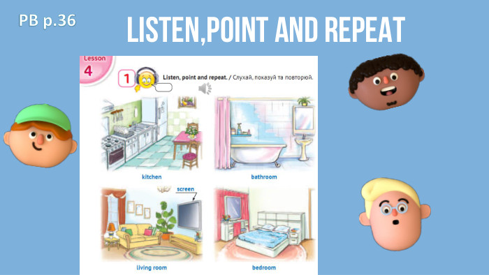 Listen,point and repeat. PB p.36 