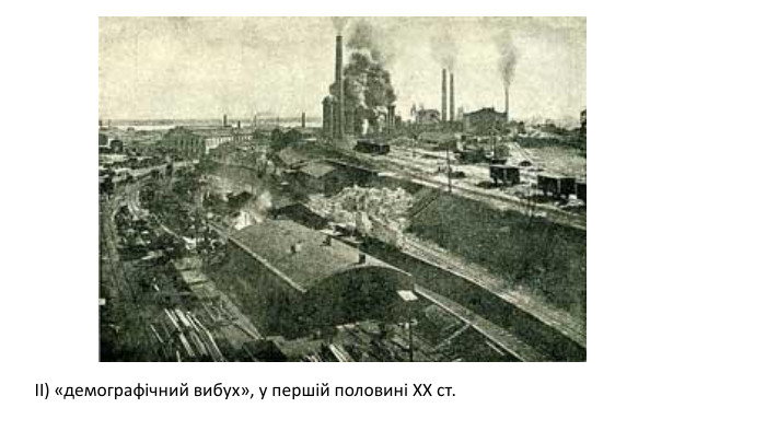 ІІ) «демографічний вибух», у першій половині XX ст. 