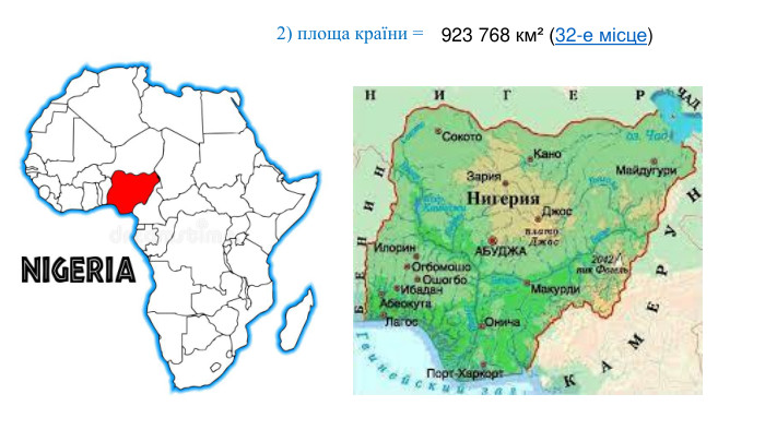2) площа країни = 923 768 км² (32-е місце)