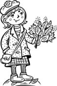 Розмальовка Дівчина із букетом листочків з категорії Дівчатка