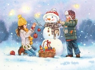 Children / Snowman / Winter / Christmas tree / Postcards / Postcrossing /  Evgenija Chistotina / Дет… | Рождественские иллюстрации, Рисование  деревьев, Милые рисунки