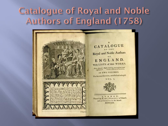 Catalogue of Royal and Noble Authors of England (1758)