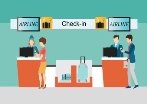 Картинки по запросу check-in desk at the airport  clipart