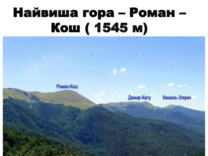Найвиша гора – Роман – Кош ( 1545 м)