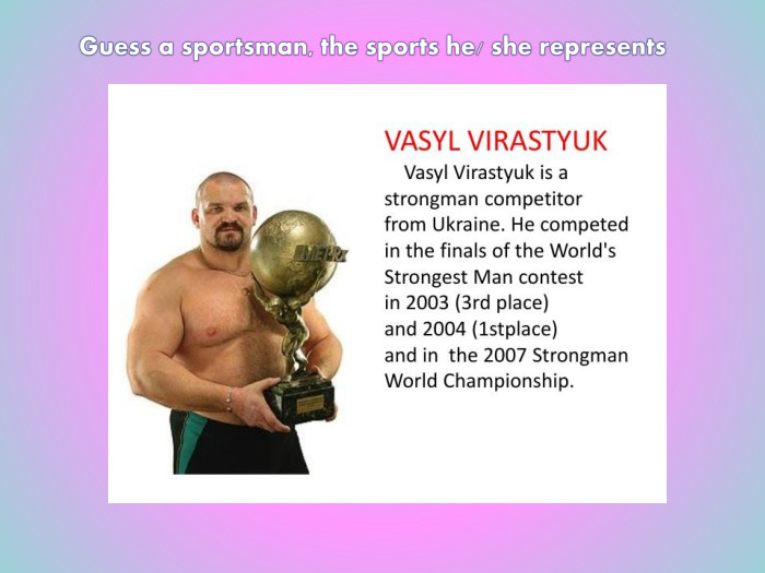 Guess a sportsman, the sports he/ she represents 