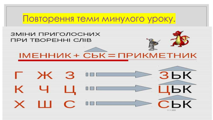  Повторення теми минулого уроку.11.11.2025