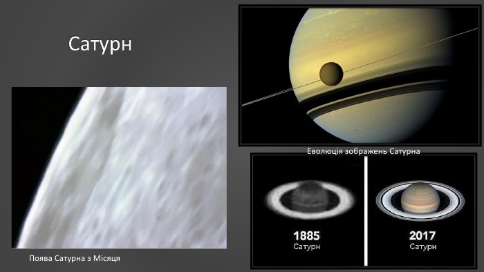 Сатурн. Поява Сатурна з Місяця. Еволюція зображень Сатурна
