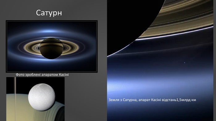 Сатурн. Земля з Сатурна, апарат Касіні відстань1,5млрд км. Фото зроблені апаратом Касіні