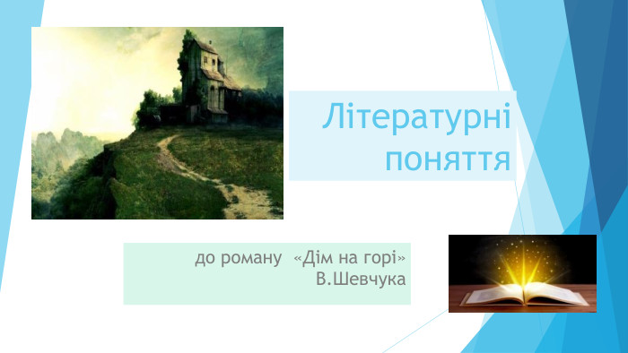 Літературні поняттядо роману «Дім на горі» В. Шевчука
