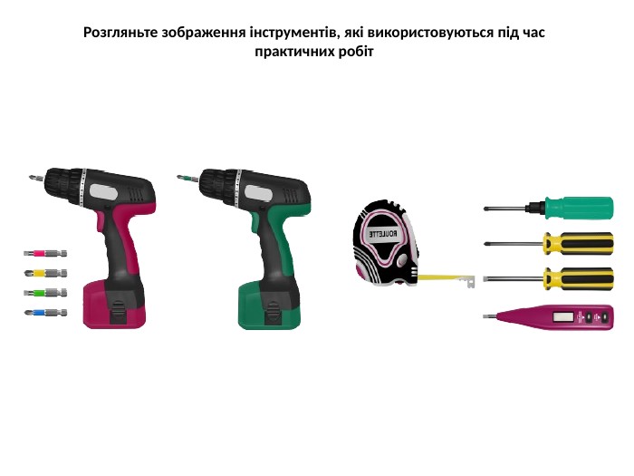 Розгляньте зображення інструментів, які використовуються під час практичних робіт