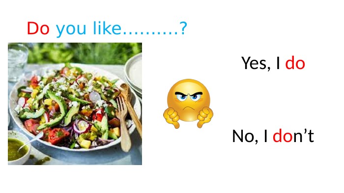 Do you like…….…? Yes, I do No, I don’t