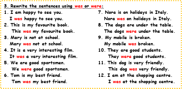 Grammar Practice Worksheet "was/were"