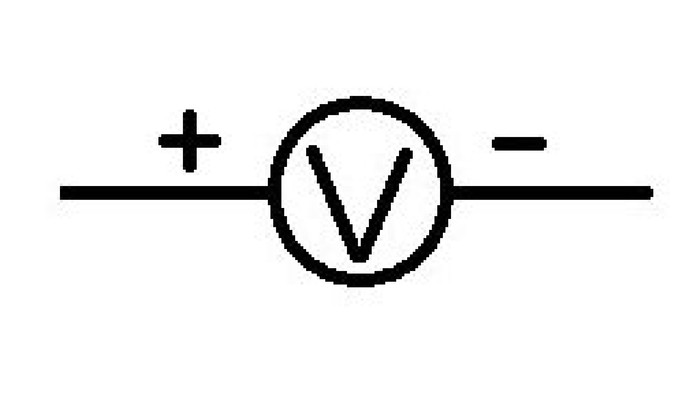 Как вольтметр обозначают на схемах