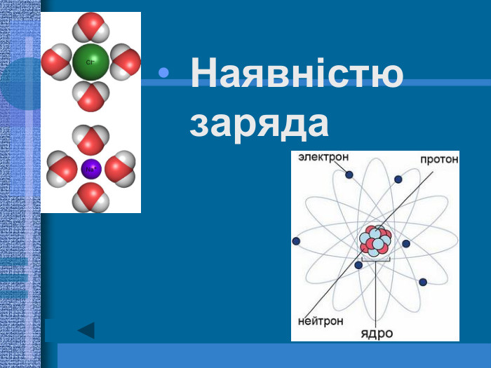 Наявністю заряда 