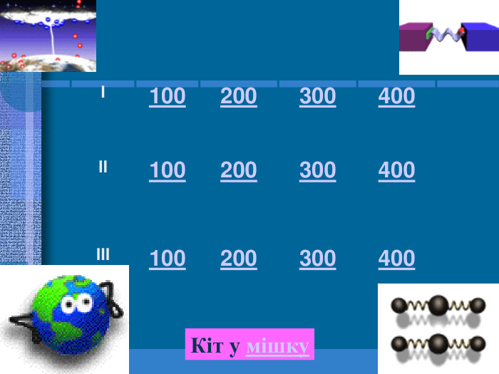 І 100 200 300 400 ІІ 100 200 300 400 ІІІ 100 200 300 400 Кіт у мішку 