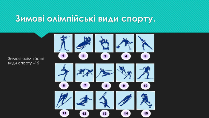 Зимові олімпійські види спорту. Зимові олімпійські види спорту –15