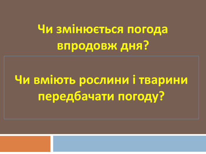 Чи змінюється погода впродовж дня?Чи вміють рослини і тварини передбачати погоду?