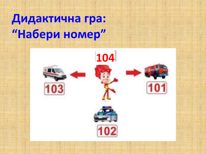 Дидактична гра:“Набери номер”104