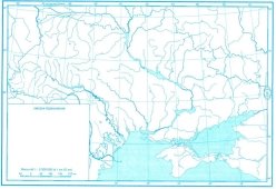 Контурна карта України: фізична поверхня