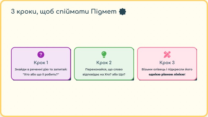 Крок 1 Знайди в реченні дію та запитай: 