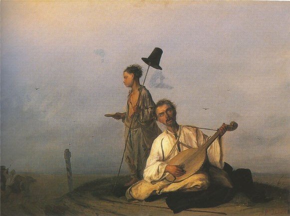 Image -- Lev Zhemchuzhnikov: Kobzar by the Road (1854).