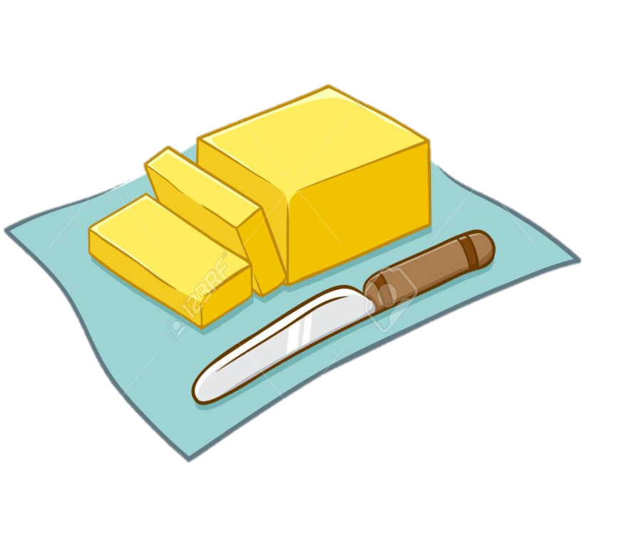 Illustration Of A Chopped Butter Block And A Knife Royalty Free Cliparts,  Vectors, And Stock Illustration. Image 52544805.