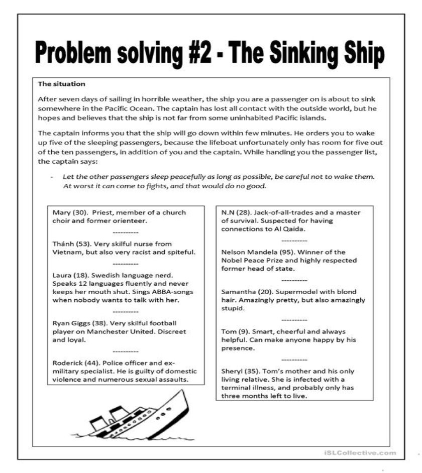 Problem solving #2 - The Sinking Ship