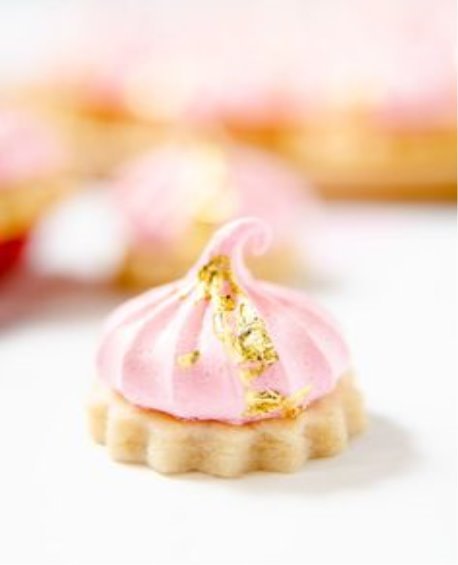 Iced Gems. Mini shortbread cookies topped with chewy meringue kisses. Valentine’s Day.