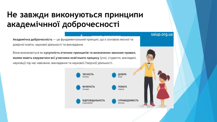 Не завжди виконуються принципи академічнної доброчесності