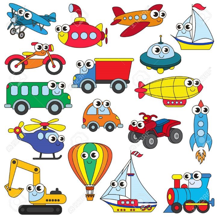 Funny Transport Set In Vector, The Colorful Version. Клипарты ...