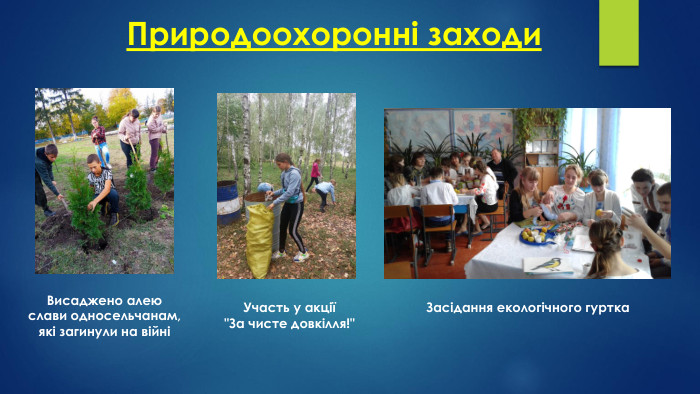 Природоохоронні заходи. Висаджено алею слави односельчанам, які загинули на війніУчасть у акції 