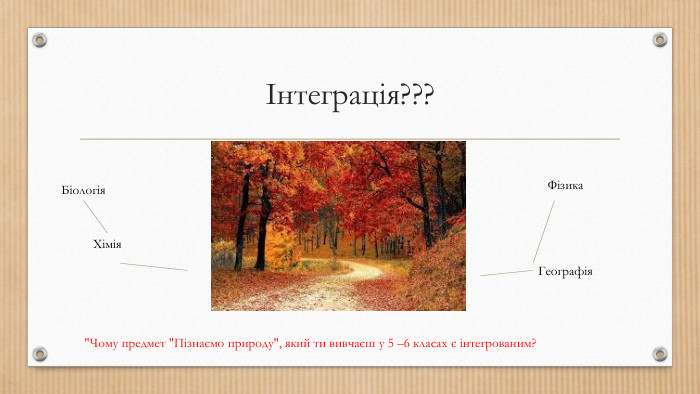 Інтеграція??? Біологія. Хімія. Фізика. Географія