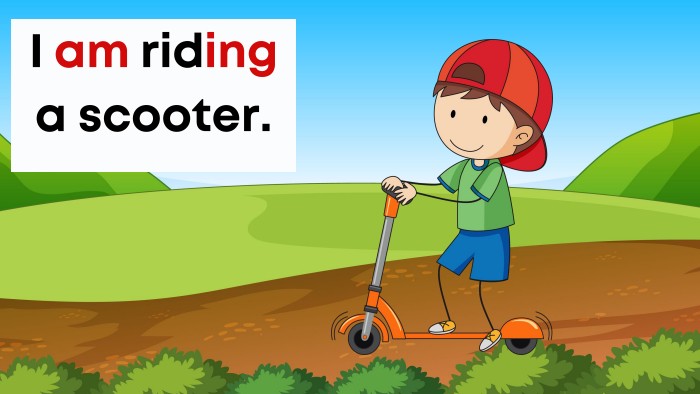 I am riding a scooter.
