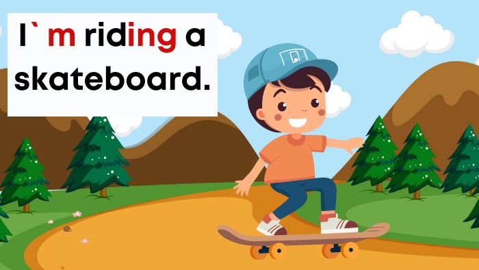 I`m riding a skateboard.